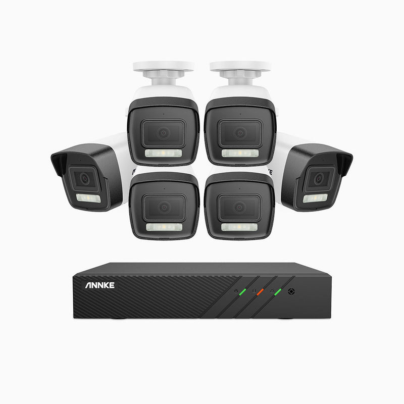 AH500 - 3K 8 Channel 6 Camera PoE Security System, Color & IR Night Vision, 3072*1728 Resolution, f/1.6 Aperture (0.005 Lux), Human & Vehicle Detection, Built-in Microphone, IP67