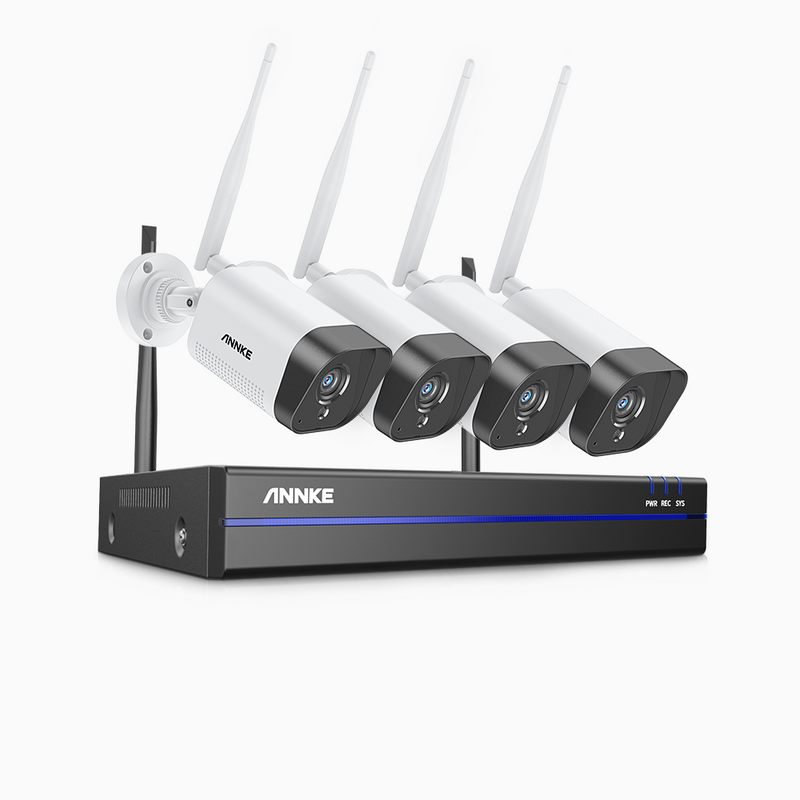 WS300 – 2K Super HD 8 Channel 4 Camera Wireless NVR Security System, Built-in Mic, Human Recognition, Works with Alexa