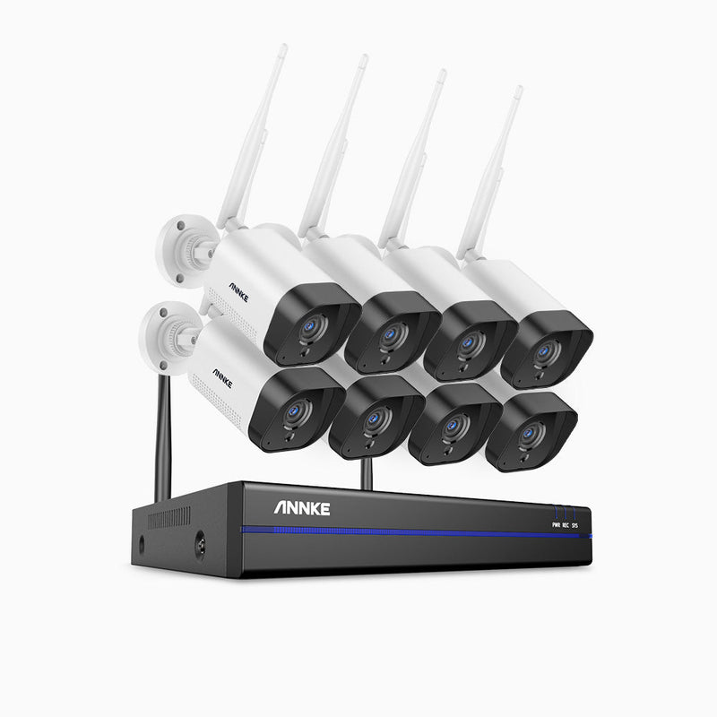 WS300 – 2K Super HD 8 Channel 8 Camera Wireless NVR Security System, Built-in Mic, Human Recognition, Works with Alexa