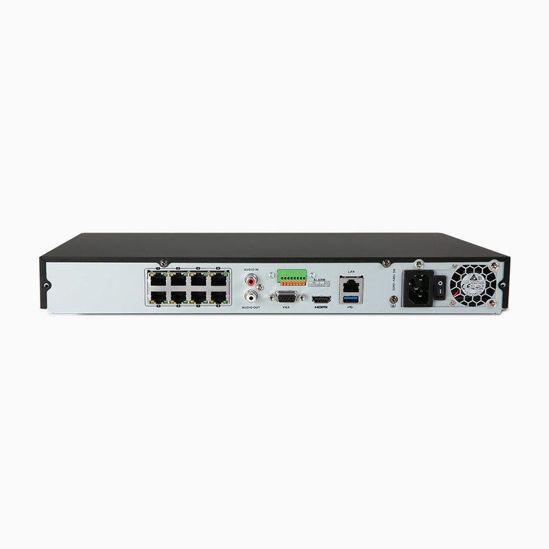 ANP800 - 4K 8 Channel H.265+ PoE NVR, Max 160 Mbps Outgoing Bandwidth, 2CH 4K Decoding Capability, Supports IPC with Human & Vehicle, Perimeter Detection, Dual Hard Drive Bays