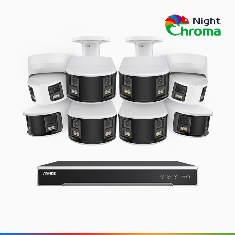 NightChroma<sup>TM</sup> NDK800 – 4K 8 Channel Panoramic Dual Lens PoE Security System with 6 Bullet & 2 Turret Cameras, f/1.0 Super Aperture, Acme Color Night Vision, Active Siren and Strobe, Human & Vehicle Detection, Built-in Mic