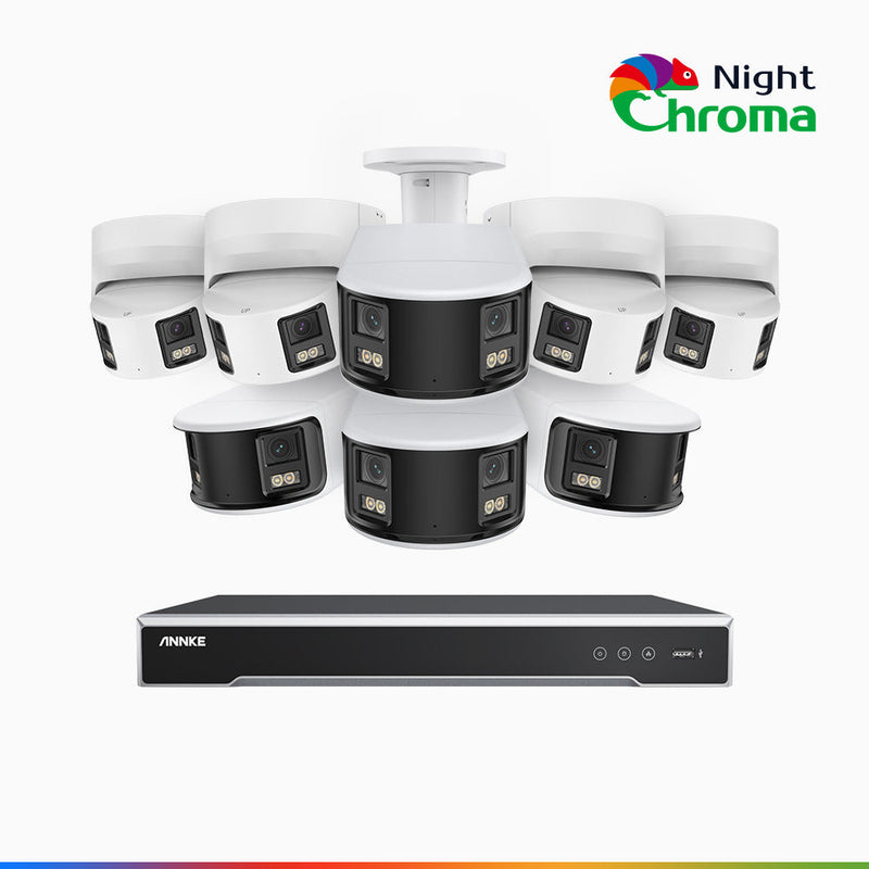 NightChroma<sup>TM</sup> NDK800 – 4K 8 Channel Panoramic Dual Lens PoE Security System with 4 Bullet & 4 Turret Cameras, f/1.0 Super Aperture, Acme Color Night Vision, Active Siren and Strobe, Human & Vehicle Detection, Built-in Mic