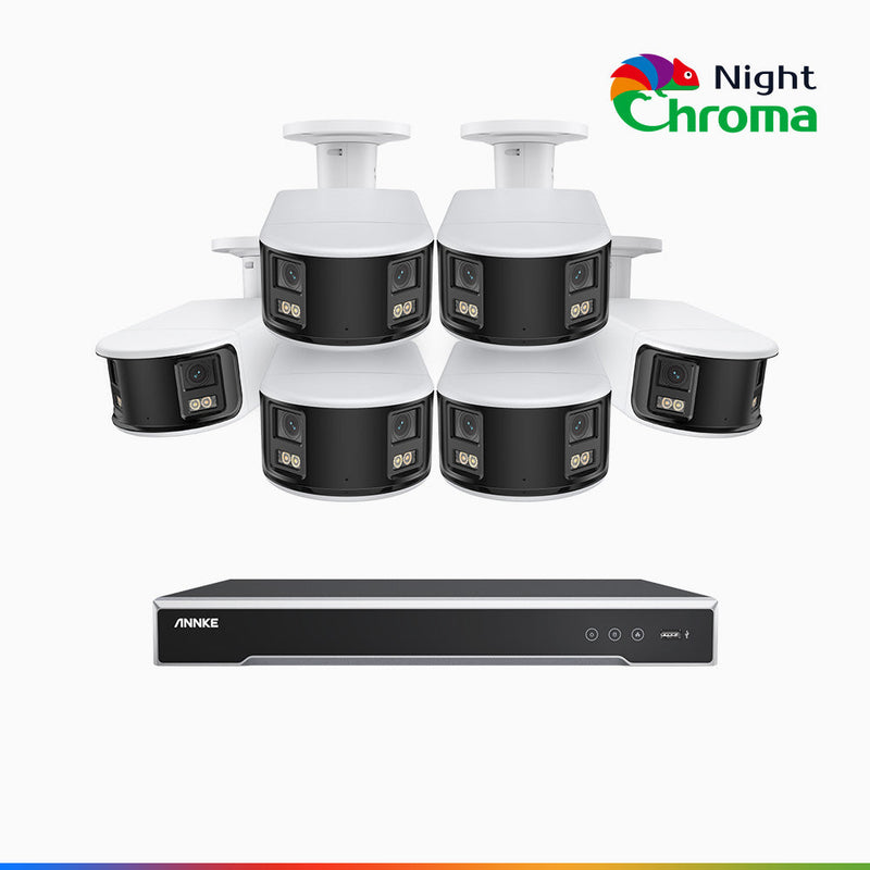 NightChroma<sup>TM</sup> NDK800 – 4K 8 Channel 6 Panoramic Dual Lens Camera PoE Security System, f/1.0 Super Aperture, Acme Color Night Vision, Active Siren and Strobe, Human & Vehicle Detection, 2CH 4K Decoding Capability, Built-in Mic