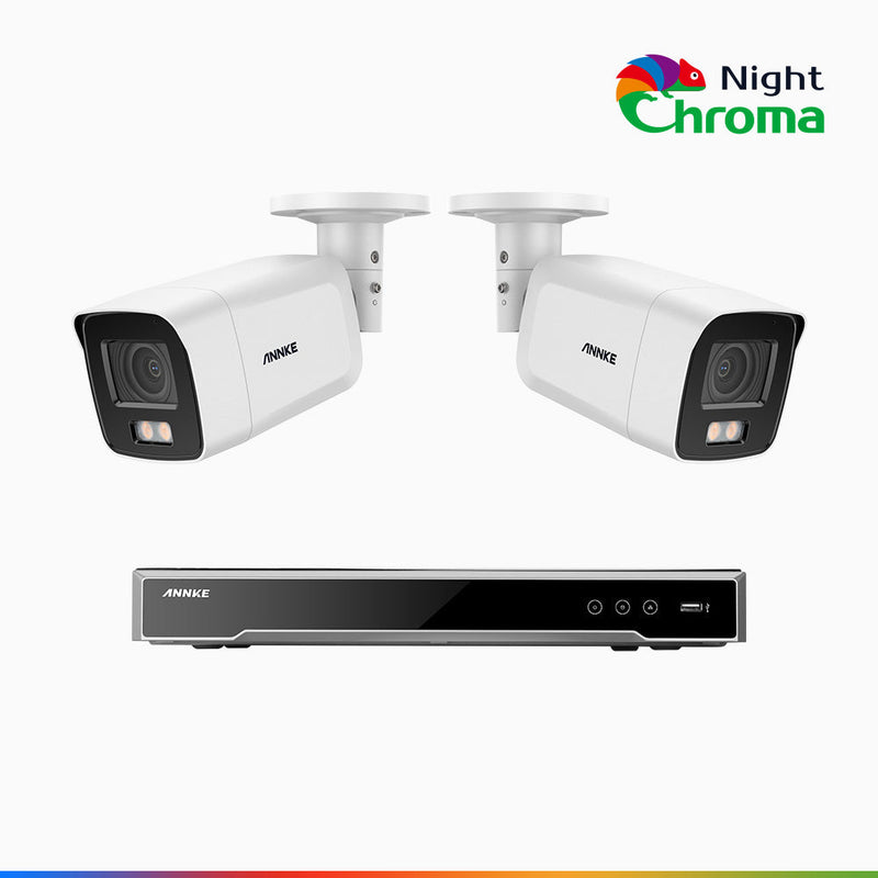 NightChroma<sup>TM</sup> NCK800 – 4K 8 Channel 2 Cameras PoE Security System, f/1.0 Super Aperture, Color Night Vision, 2CH 4K Decoding Capability, Human & Vehicle Detection, Intelligent Behavior Analysis, Built-in Mic, 124° FoV