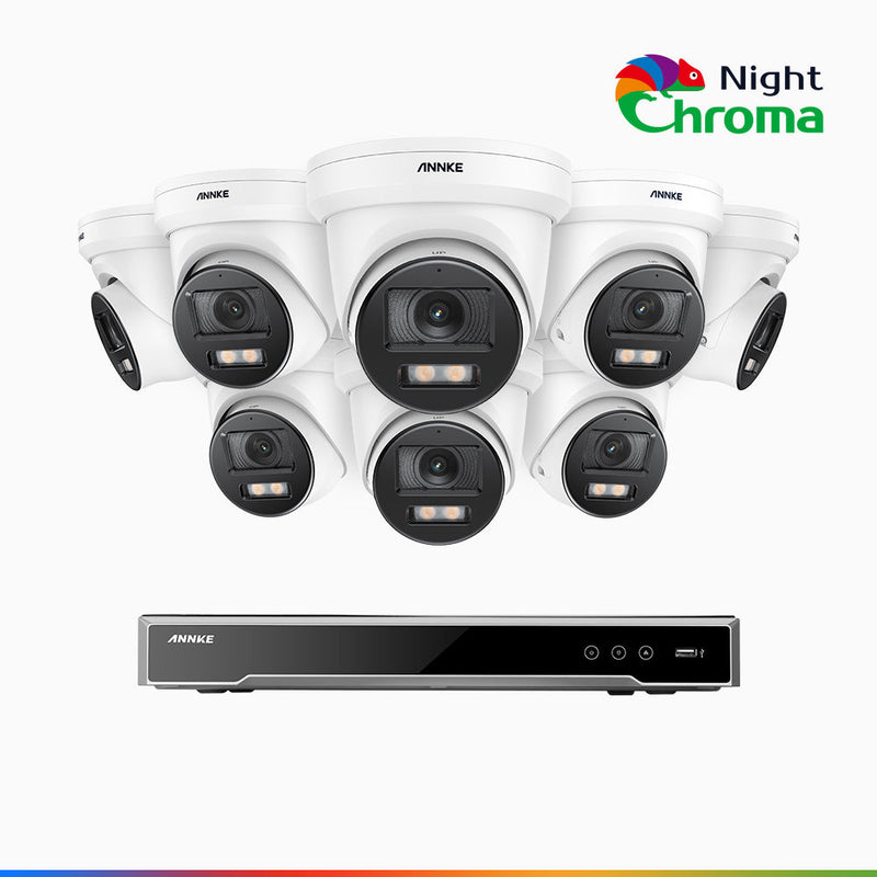 NightChroma<sup>TM</sup> NCK800 – 4K 8 Channel 8 Cameras PoE Security System, f/1.0 Super Aperture, Color Night Vision, 2CH 4K Decoding Capability, Human & Vehicle Detection, Intelligent Behavior Analysis, Built-in Mic, 124° FoV