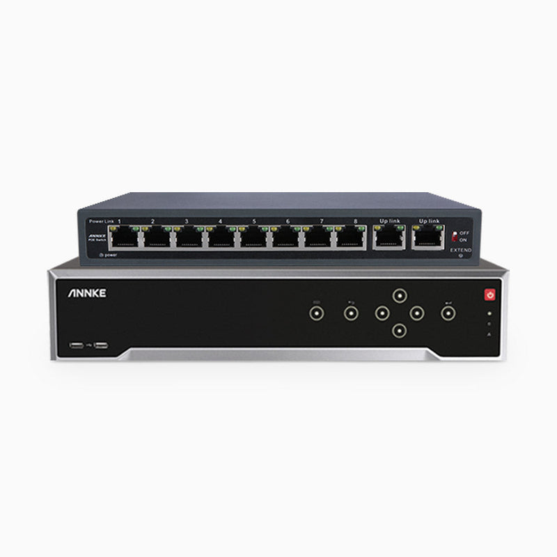 4K 32 Channel PoE NVR Recorder with 16 PoE Ports, 12MP Video Resolution, 4 Hard Drive Bays, Video Content Analysis Search for Fire, Ship, Temperature Detection etc.