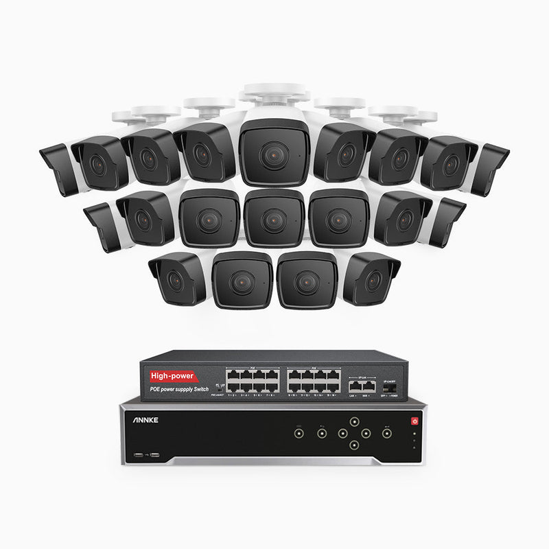 H500 - 5MP 32 Channel 20 Cameras PoE Security System, Built-in Mic & SD Card Slot, Works with Alexa, 16-Port PoE Switch Included , IP67