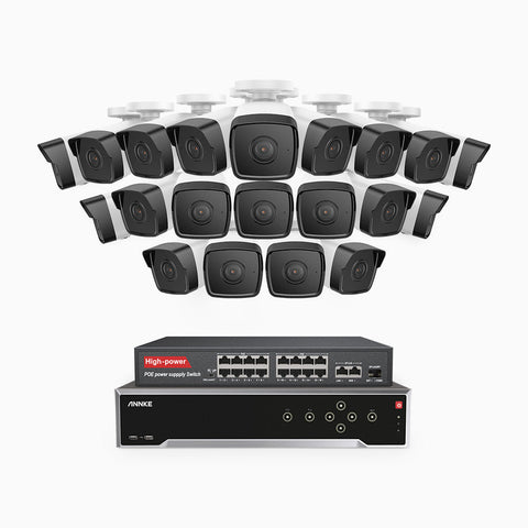 H500 - 5MP 32 Channel 20 Cameras PoE Security System, Built-in Mic & SD Card Slot, Works with Alexa, 16-Port PoE Switch Included , IP67