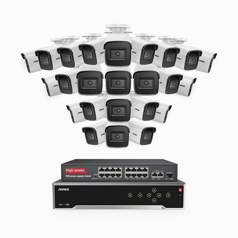 H800 - 4K 32 Channel 24 Cameras PoE Security System, Human & Vehicle Detection, EXIR 2.0 Night Vision, Built-in Mic, 123° FoV, RTSP Supported, 16-Port PoE Switch Included