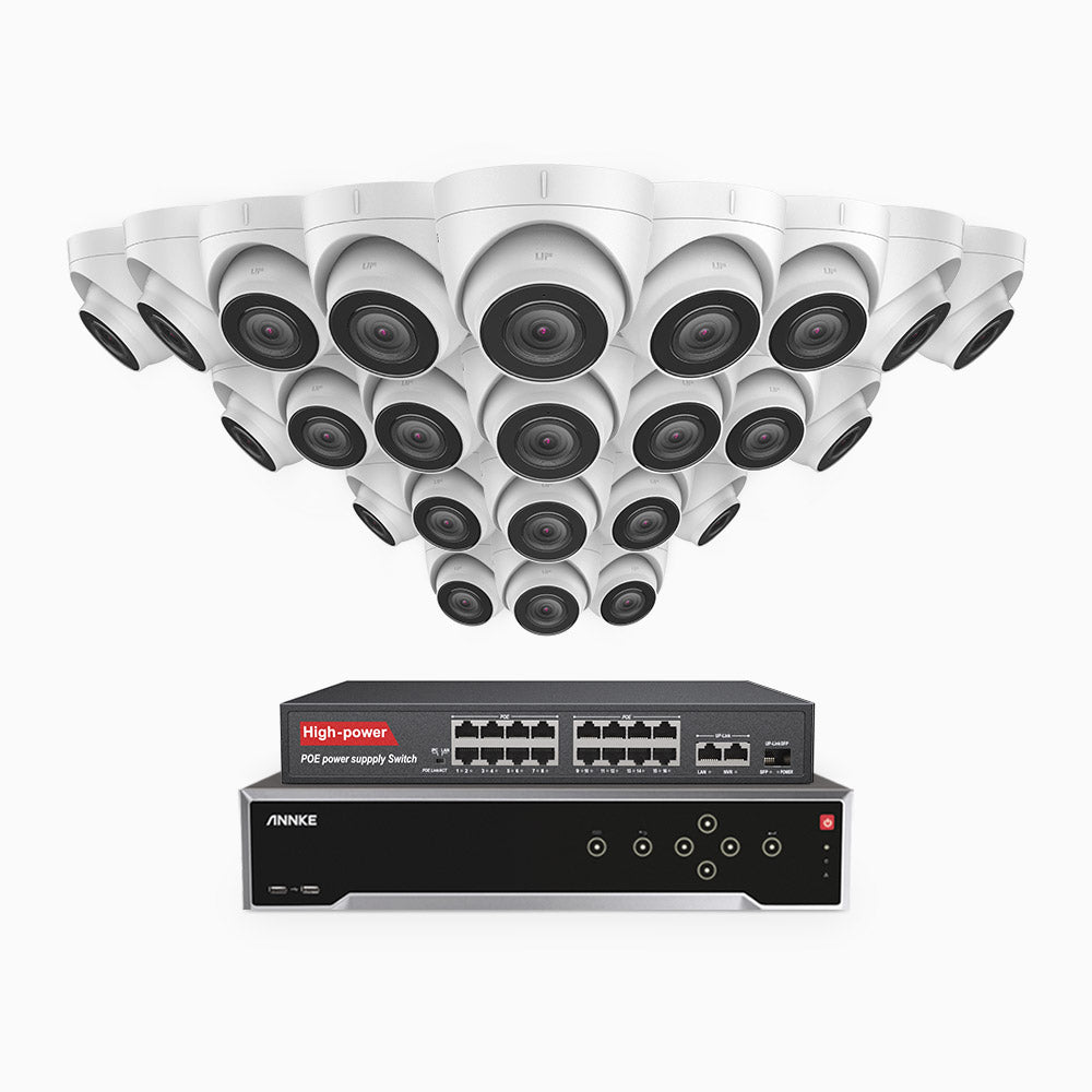 H800 - 4K 32 Channel 24 Cameras PoE Security System, Human & Vehicle Detection, EXIR 2.0 Night Vision, Built-in Mic, 123° FoV, RTSP Supported, 16-Port PoE Switch Included