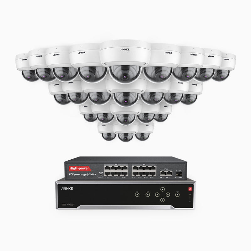 H800 - 4K 32 Channel 24 Cameras PoE Security System, Human & Vehicle Detection, EXIR 2.0 Night Vision, Built-in Mic, 123° FoV, RTSP Supported, 16-Port PoE Switch Included