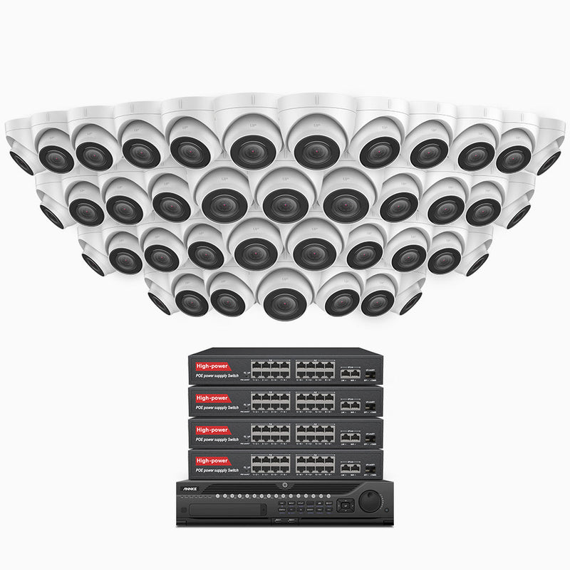 H500 - 5MP 64 Channel 40 Cameras PoE Security System, Built-in Mic & SD Card Slot, Works with Alexa, 16-Port PoE Switch Included , IP67