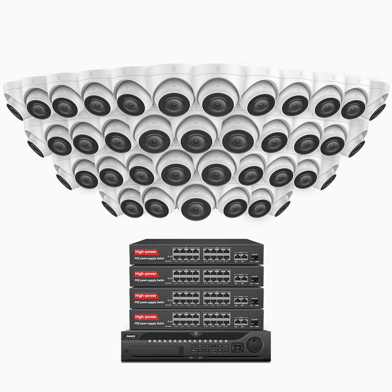 H800 - 4K 64 Channel 40 Cameras PoE Security System, Human & Vehicle Detection, EXIR 2.0 Night Vision, Built-in Mic, 123° FoV, RTSP Supported, 16-Port PoE Switch Included