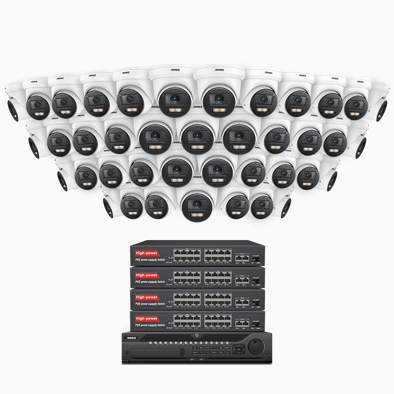 NightChroma<sup>TM</sup> NCK800 – 4K 64 Channel 40 Cameras PoE Security System, f/1.0 Super Aperture, Color Night Vision, 2CH 4K Decoding Capability, Human & Vehicle Detection, Intelligent Behavior Analysis, Built-in Mic, 124° FoV