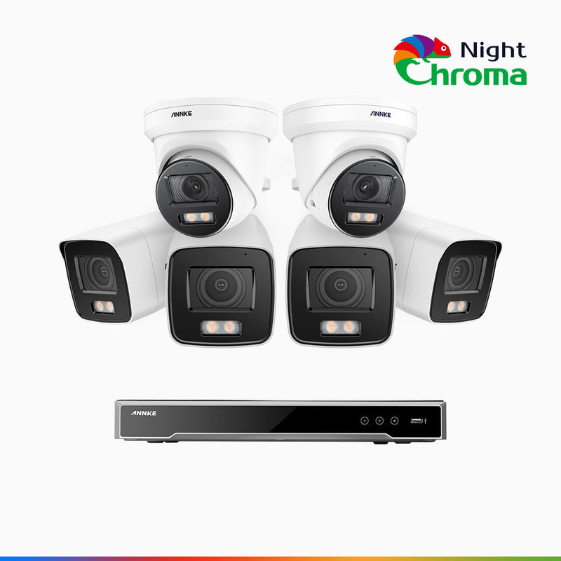 NightChroma<sup>TM</sup> NCK800 – 4K 16 Channel PoE Security System with 4 Bullet & 2 Turret Cameras, f/1.0 Super Aperture, Color Night Vision, 2CH 4K Decoding Capability, Human & Vehicle Detection, Intelligent Behavior Analysis, Built-in Mic, 124° FoV