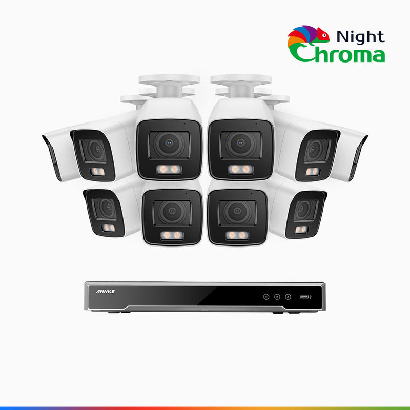 NightChroma<sup>TM</sup> NCK800 – 4K 16 Channel 10 Cameras PoE Security System,  f/1.0 Super Aperture, Color Night Vision, 2CH 4K Decoding Capability, Human & Vehicle Detection, Intelligent Behavior Analysis, Built-in Mic, 124° FoV