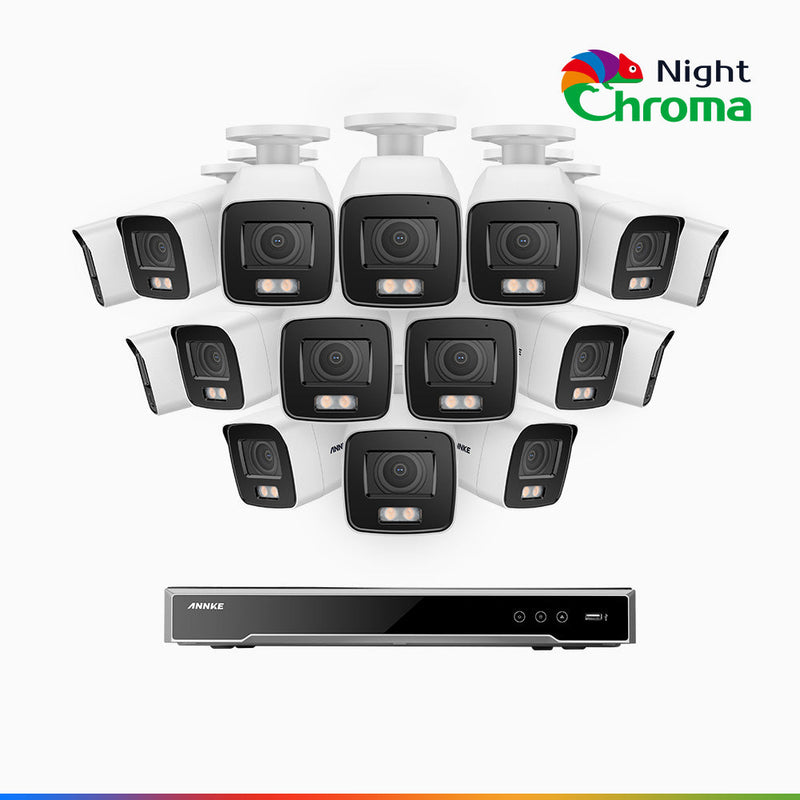 NightChroma<sup>TM</sup> NCK800 – 4K 16 Channel 16 Cameras PoE Security System, f/1.0 Super Aperture, Color Night Vision, 2CH 4K Decoding Capability, Human & Vehicle Detection, Intelligent Behavior Analysis, Built-in Mic, 124° FoV